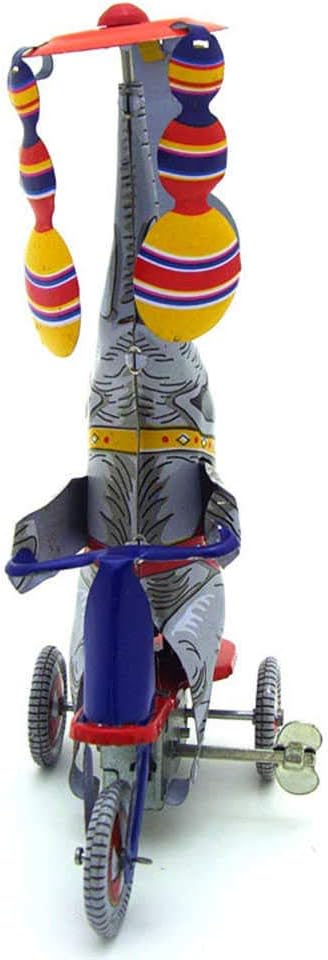 Charmgle Spring Wind-up Toy Elephant Playing Fans on Bike Home Decoration Retro Tin Toys Adult Collection Party Favor Xmas Gift