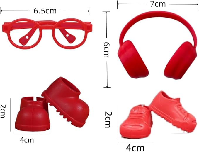17cm Doll Accessory - 4 pcs 17cm Doll Miniature Headphones Acrylic Material, Suitable for Photography and Display | Suitable for 6.7in Dolls (4SET Red)
