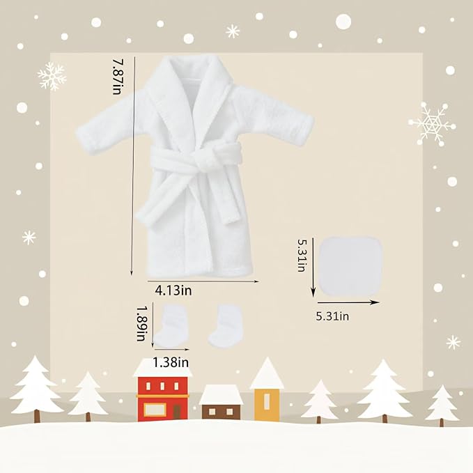 Christmas Elf Doll Accessories Kit, Over 10Pcs Holiday Elf Doll Bath Clothes Sets Include Bathrobe Socks Bathtub Towel for Christmas Decoration