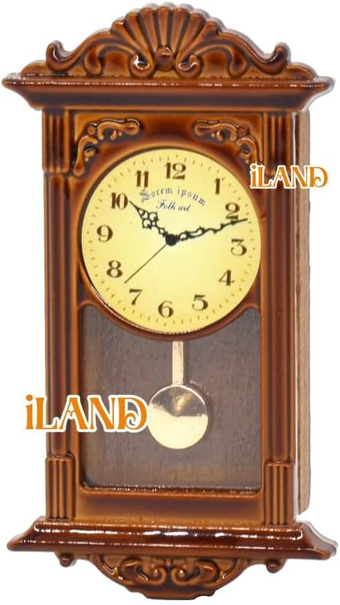 iLAND Miniature Dollhouse Accessories on 1:12 Scale, Grandfather Wall Clock and Record Player, elf Accessories