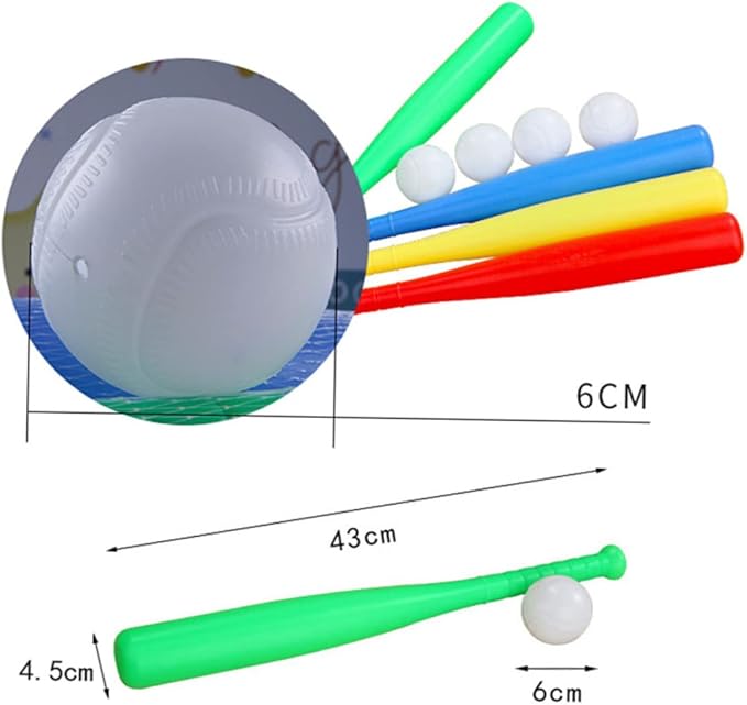 DECHOUS Plastic Baseball Bat and Ball Set Kids Baseball Bat Toys for Children Indoor Outdoor Encourages Exercise and Batting Skills, Random Color
