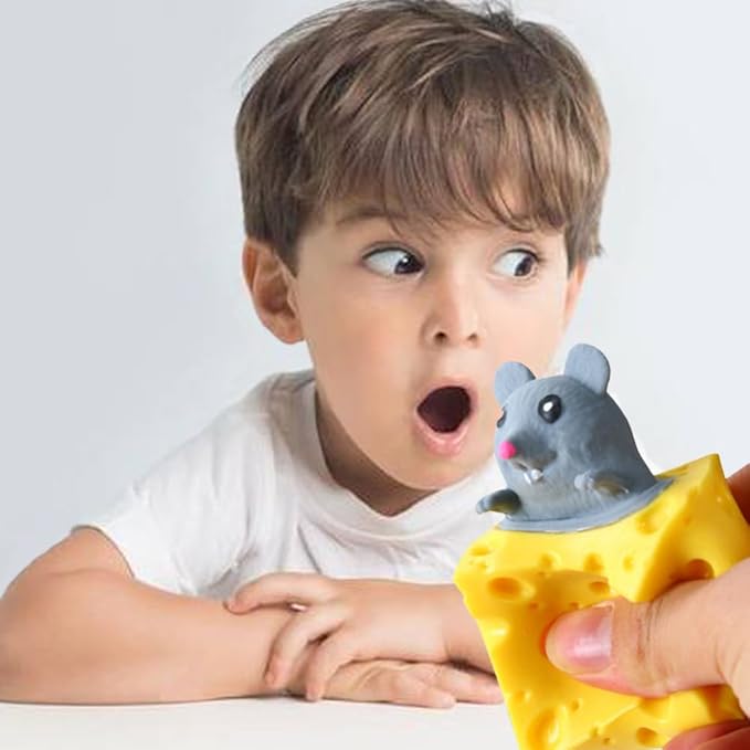 Squeeze Toy Cheese Mouse Funny Fidget Toys 3 Pcs Relief Stress Anxiety Tension Sensory Gift Party Favor Classroom Prize for Kids Boys Girl