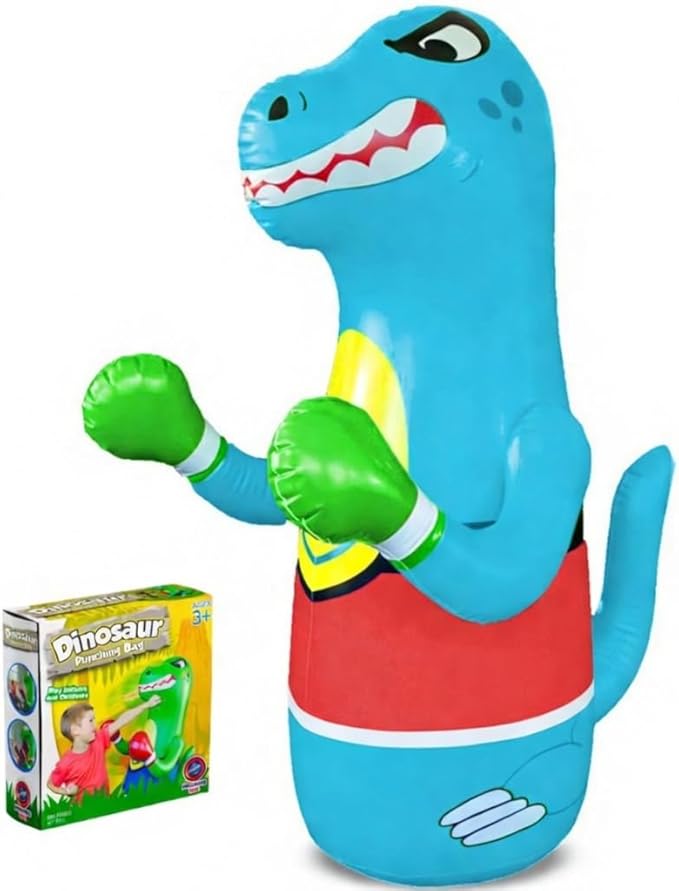 47" Inflatable Dinosaur Punching Bag for Kids - Durable Blow Up Kids Punching Bag with Bounce Back Base - Inflatable Indoor Outdoor Active Toddler Bop Play Toy