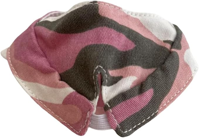 for Labubu Doll Accessories Set, 4 Colors Options Camouflage Bucket Hat and Black Sunglasses Frame(no Lenses) Casual Cap (Camouflage Pink)