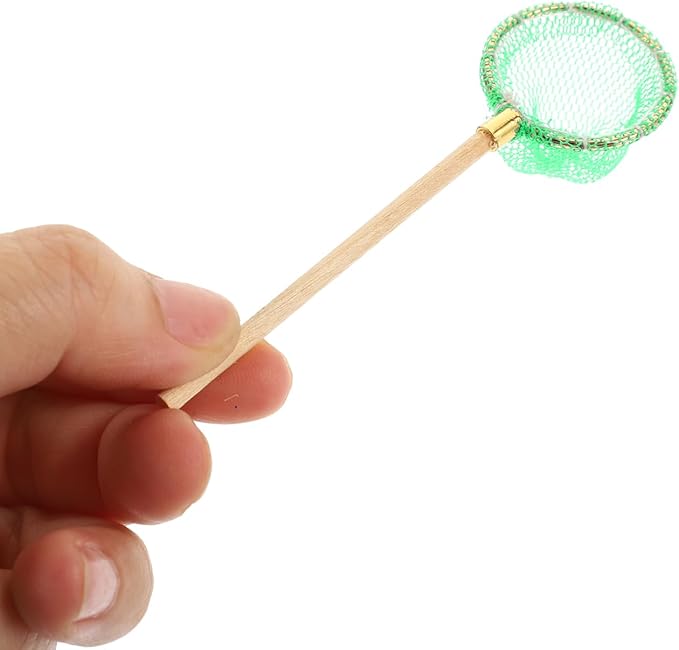 Toddmomy Miniature Fishing Rod and Net Small Decorative Dollhouse Fishing Pole Models for Fairy Garden Living and Bedroom Scene Accessories