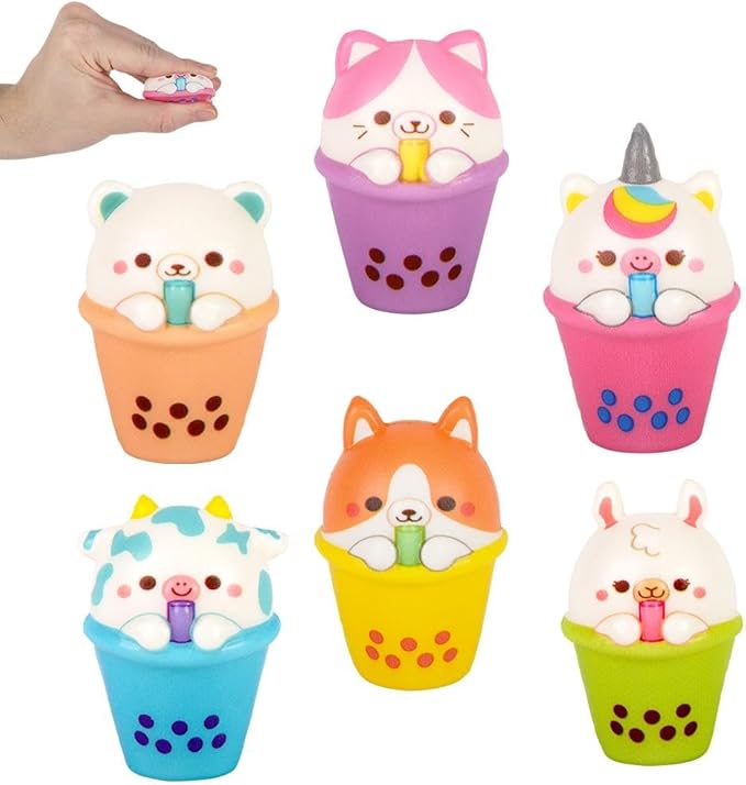Rhode Island Novelty Micro Squish Animal Bubble Tea 2" 12 Pack