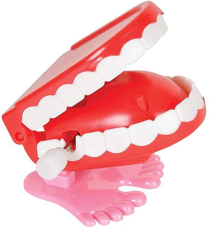 The Dreidel Company Wind Up Teeth Chomping & Chattering Teeth Toys for Kids Birthday Party Favors, Novelty and Gag Gifts, 1.75" Inches (12-Pack)