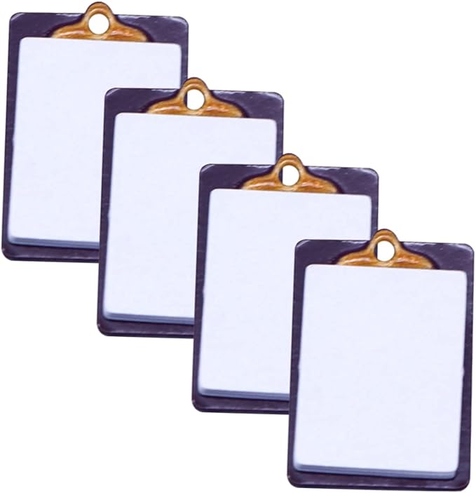 Kisangel 20pcs Mini Paper Clipboard Models for Dollhouse Decor Tiny House Accessories Toys Creative Writing Board Crafts Realistic Miniature School Supplies