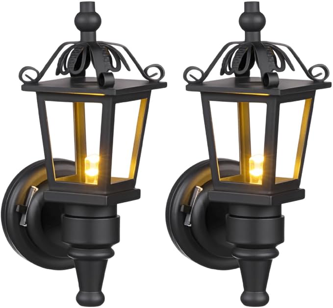 TOYANDONA Dollhouse Wall Lamp 1/12 Scale Miniature Led Battery Operated Light with on/Off Switch Vintage Style Doll House Lighting Accessories for Model House Decor