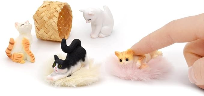 iland Cat Figurines,1/12 Scale Dollhouse Accessories,Realistic Mini Cat for Dollhouse Decor & Cake Toppers