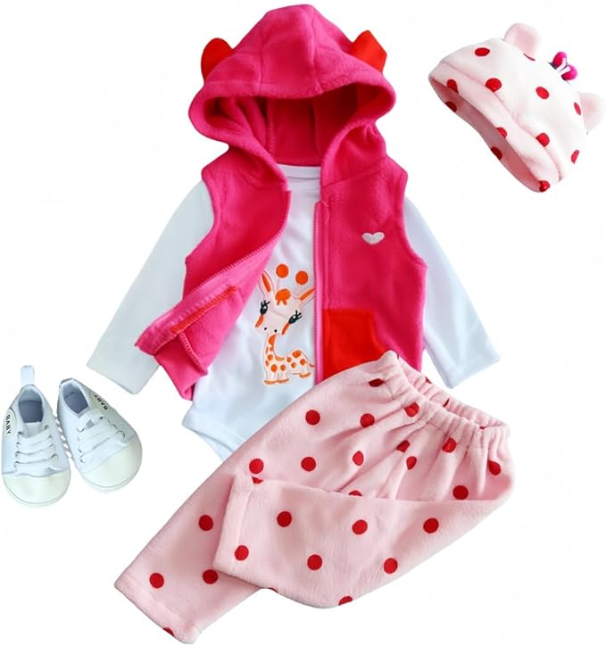 Reborn Baby Doll Clothes Giraffes Outfit for 17-22 Inch Newborn Baby Doll, Baby Doll Clothes Accessories fit 17-22 Inch Reborn Dolls Girls&Boy Baby Clothing with Shoes