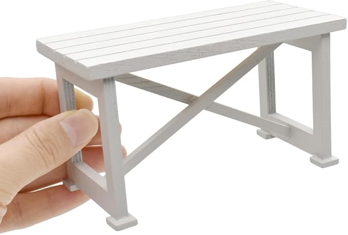 iLAND Dollhouse Furniture of Wooden Table for Doll House Garden Decor, Miniature Dollhouse Accessories Tiny Table Model on 1/12 Scale