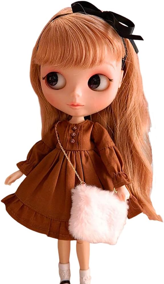 Doll Clothing Fashion Dress for Blyth,Ob24,Licca,Azone BJD Doll Clothes Toys Accessories Gifts (Caramel)(Only Clothes)