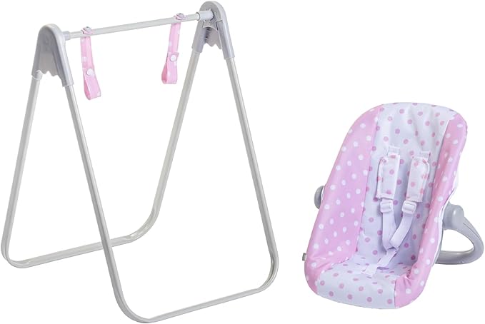 JC Toys - for Keeps Playtime | 2 in 1 Baby Doll Swing and Portable Carrier | for Dolls up to 18" | Ages 3+ | Pink