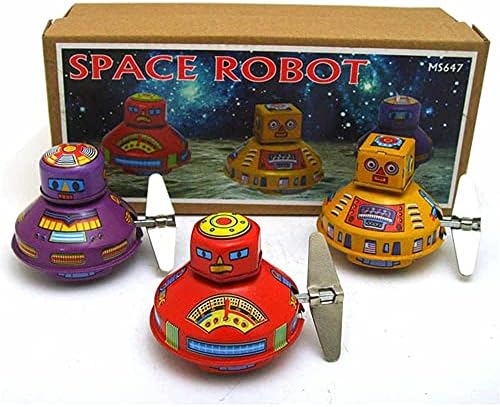 Charmgle Space Robot Wind-up Tin Toys Adult Collection Tinplate Clockwork Walking Robots Toy Party Favor Bedroom Store Library Decoration 3 Packs