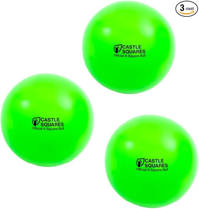 Official 9 Square Ball 12" Inflatable Bouncy Ball for Indoor/Outdoor Use (Black Light Green)