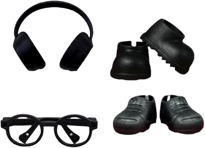 17cm Doll Accessory - 4pcs 17cm Doll Miniature Headphones Acrylic Material, Suitable for Photography and Display | Suitable for 6.7in(4SET Black)
