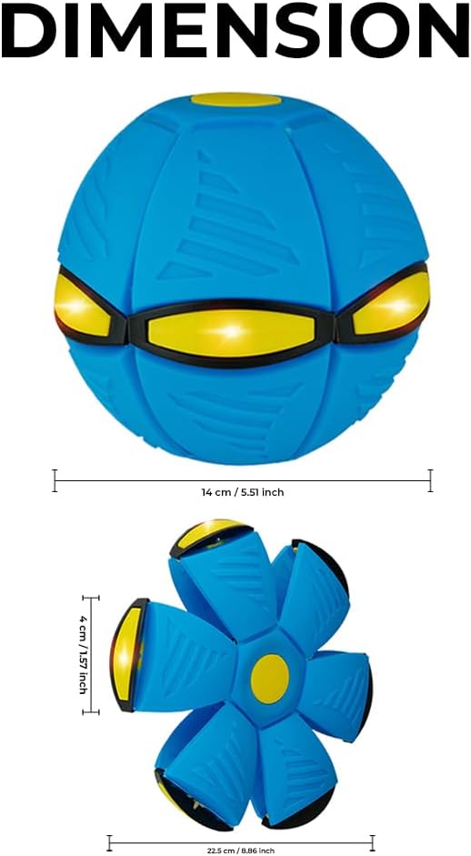 M&S STORES LLC Magic Meta Ball, Magic Bouncing Ball with 6 Light, Children's Bouncing Balls,Dual Form Freely Switchable, Parent-Child Interaction Suitable for Indoor & Outdoor Use (Blue)
