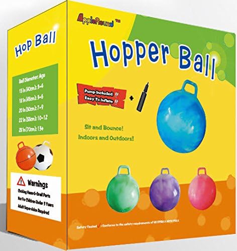AppleRound Hippity Hoppity Hopball with Pump – Bouncy Exercise Ball with Handle for Teens & Adults, 28 Inch / 70 cm for Ages 13+, Cloud Colors (Pink)