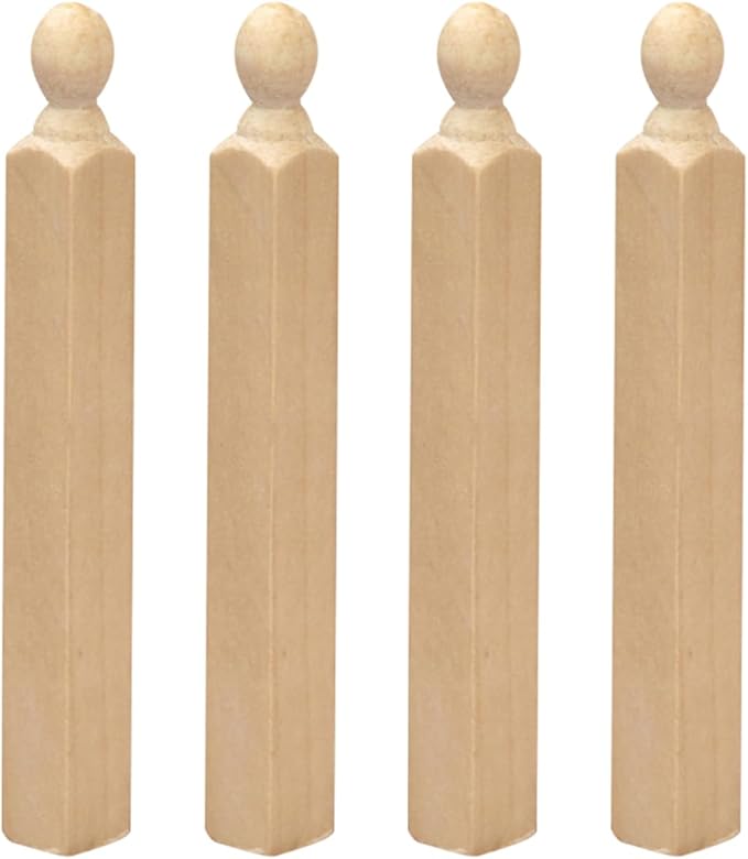 Totority 4Pcs Miniature Dollhouse Newel Posts Wood Pillars 3.14In DIY Accessories for 1 12 Scale Doll House Stairs Porch Furniture Decoration