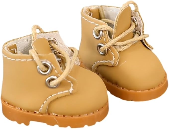 Doll Shoes for Lu bubu 17cm Dolls(No Doll) Accessories, Cute Martin Boots PU Leather Shoes Suitable for 17cm Doll, Dress Up Doll Shoe Replacement Brown
