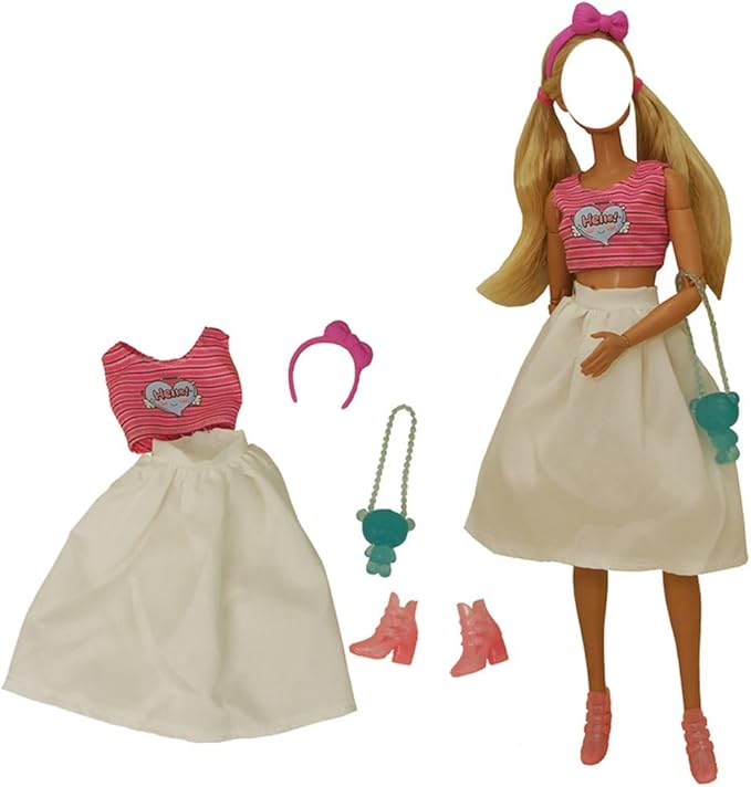 Doll Clothes, 5 Sets Outfits Winter Dresses Pants Windbreaker Hat for 11.5 inch Dolls Accessories Random Style (G)