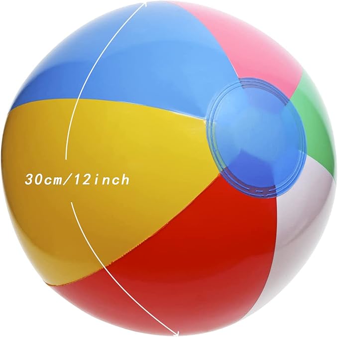 PENTA ANGEL Beach Balls 2PCS 12 Inch Inflatable/Blow Up Classic Rainbow Color Summer Swimming Pool Party Favors Water Toy Beachball for Women Men Adults Playing