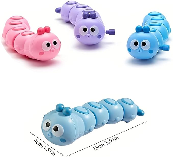 3Pcs Pink Wind-Up Caterpillar Toy - Mechanical Crawling Insect, Educational STEM Kids Toys for Toddlers, Safe Non-Toxic Baby Gift for Birthday Party (Pink 3Pcs)