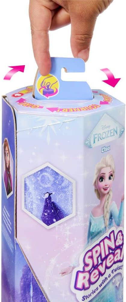Mattel Disney Frozen Elsa Fashion Doll Set, Spin & Reveal with 11 Surprises Including 5 Accessories, 5 Stickers & Play Scene, Inspired by Disney Movie