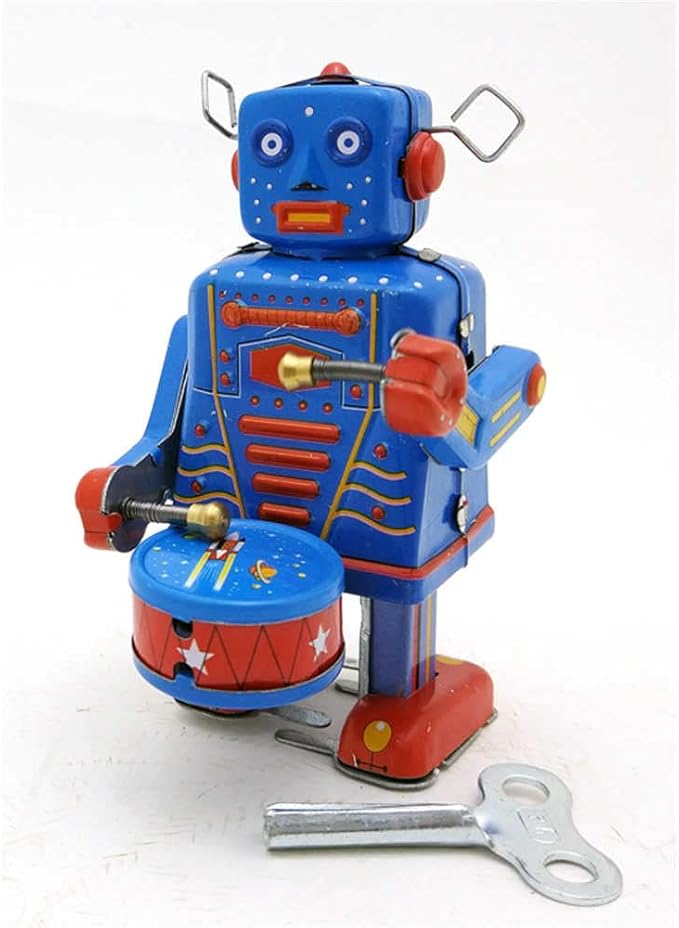 Charmgle Drummer Robot Tin Toy Wind-up Walking Robot Adult Collection Retro Toy Party Favor Gifts Home Decoration