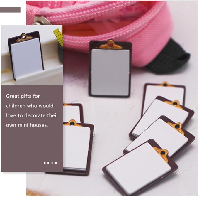 Kisangel 20pcs Mini Paper Clipboard Models for Dollhouse Decor Tiny House Accessories Toys Creative Writing Board Crafts Realistic Miniature School Supplies