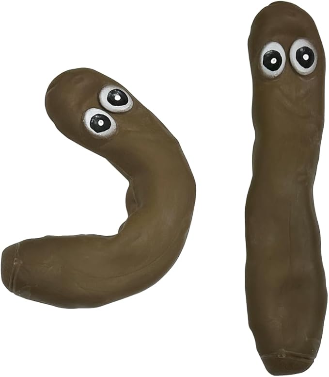 2 Pack Novelty Sensory Poo Shape Stress Relief Stretchy Fidget Toy, Brown Fool Tricky Prank Poop Joke Autism Toys & Party Favors for Kids and Adults