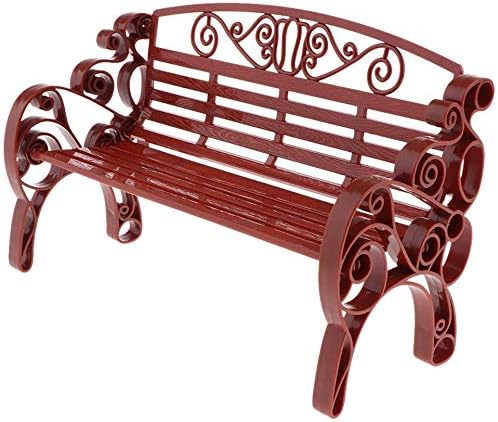 1/6 Dollhouse Garden Bench Miniature Village Park Bench Dollhouse Furniture Garden Home DIY Decor - Brown