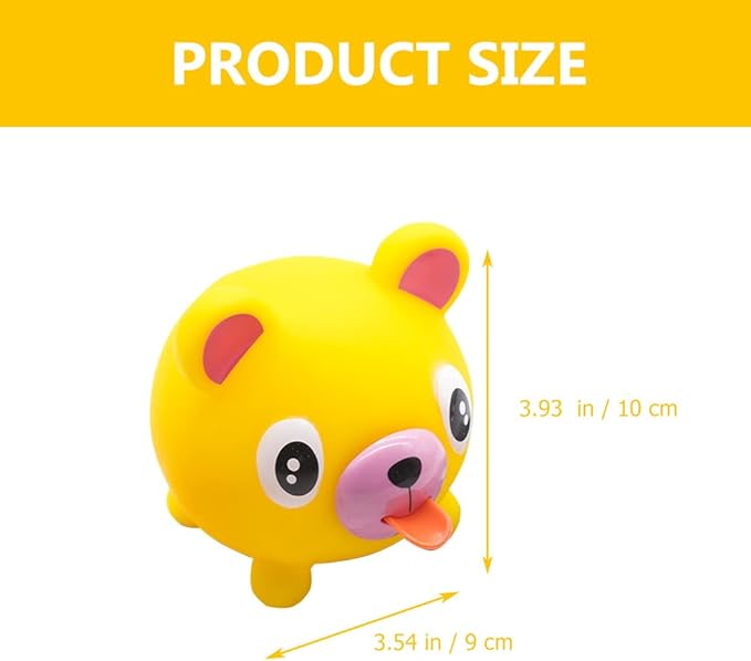 TOYANDONA Squeeze Toy for Kids - Bear Tongue Stick Out Animal Tongue Out Toy Squeeze Ball for Stress Relief Fun Kids Adults Birthday Party Favors Easter Basket Goodie Bag Stocking Stuffers, Yellow
