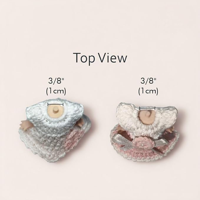 Mini Doll Clothes Skirt Set – 2 Crochet Dresses for 3 Inch Collectible Figures, Pink & White Cotton Outfits | Birthday Gift Set | Cute Clothing Accessories for Mini Dolls