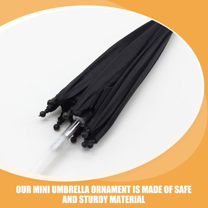 TOYANDONA 18 inch Doll Umbrella - Mini Rainy Sunny Umbrella Miniature Dollhouse Decor for American Doll Accessories, Black