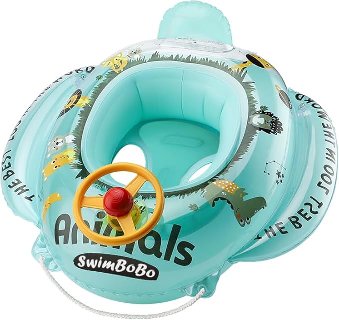 Swimbobo Toddler Pool Float with Seat Boat Inflatable Ride-on Car for Kids Outdoor Toys