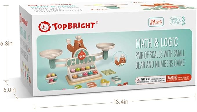 TOP BRIGHT Balance Math Game for Kids - STEM Toys for 3 Year Old Girls Boys Gifts, Balance Counting Toys Educational Kindergarten Preschool Learning Toys for Age 3 4 5