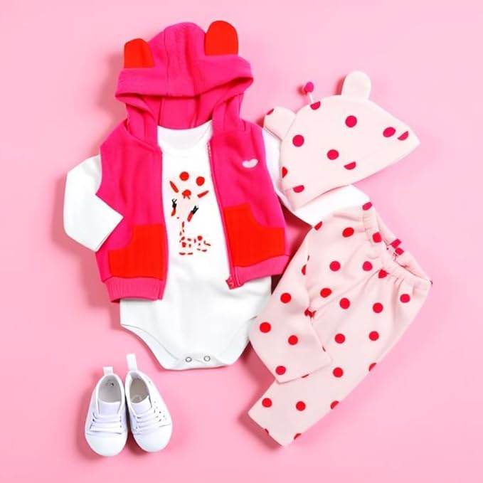 Reborn Baby Doll Clothes Giraffes Outfit for 17-22 Inch Newborn Baby Doll, Baby Doll Clothes Accessories fit 17-22 Inch Reborn Dolls Girls&Boy Baby Clothing with Shoes