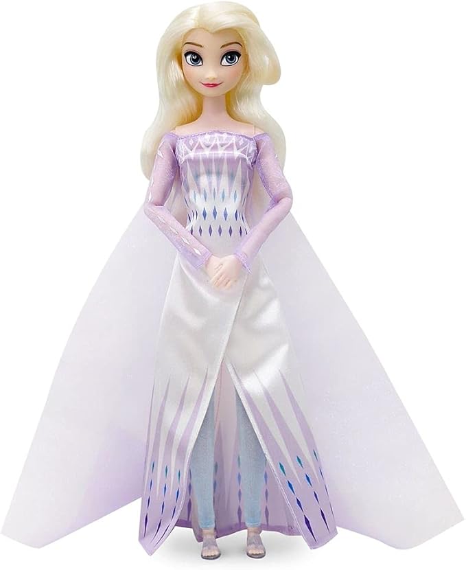 Disney Store Official Princess Classic Doll (Elsa from Frozen 2), 11 Inches, Includes Brush with Molded Details, Fully Posable Toy in Classic Outfit - Disney Princess Toys
