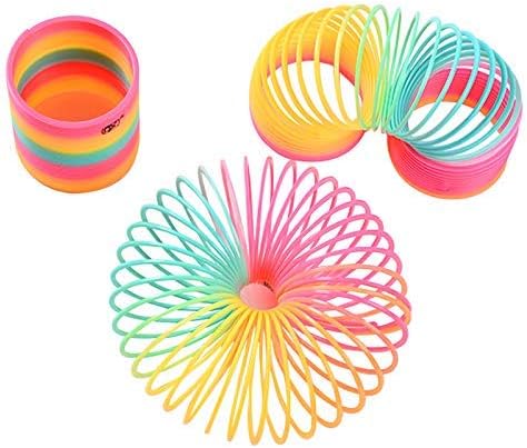 Jumbo Rainbow Coil Spring Toy,Magic Plastic Colored Coil Spring Classic Novelty Toy - Great Gift for Boys, Girls, Fun Birthday Party Favor, Novelty Gift - 4 x4 inch