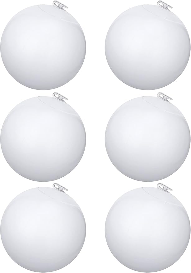 Bencailor 6 Pcs 3.5 Inch Mini White Beach Balls Bulk Mini Inflatable Beach Balls for Ocean Under The Sea Party Decorations Summer Pool Toys Party Supplies