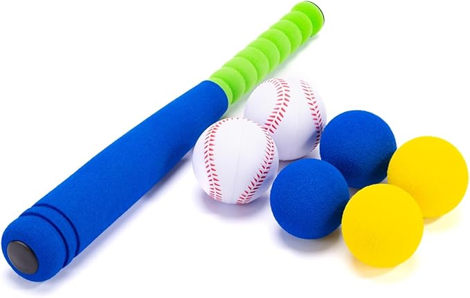 CeleMoon 16.5 Inch [Mini Size] Soft Kids Foam Baseball Bat Toy Set with 6 Balls, Gift for Toddler Age 3 Years Old Indoor Outdoor Sport T Ball Bat Playing Sport Game (Blue)