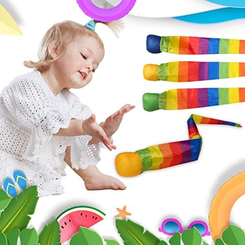 Chalyna 6 Pieces Throw and Catch Ball, Rainbow Tail Foam Ball Sports Comet Balls Soft Colorful Play Playground Toys Bulk for Indoor Outdoor Kids Adults School Training Gift, 23.62 Inch Long