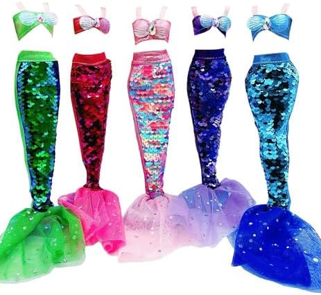 Unicorn Element 5 Pcs 11.5 Inch Girl Doll Mermaid Tail Clothes and Accessories (Dolls are Not Included) - Mermaid Tail Summer Dress, Swimsuit, Bikini