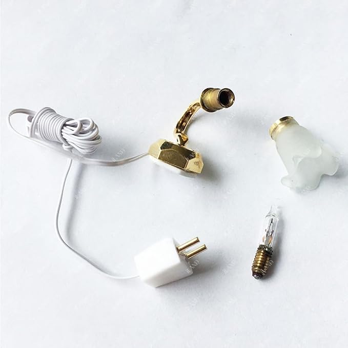 iLAND 1/12 Scale Accessories of Dollhouse Lights, Classic Miniature Lamp for Dollhouse Decoration, Pretty Glass Floral Wall Light w/Plug