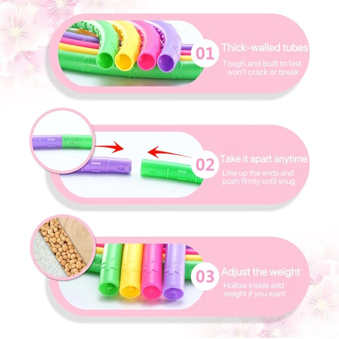 Exercise Hoop for Kids,Detachable and Adjustable Weight Kids Exercise Hoop, Multicolor Plastic Sports Play Hoop