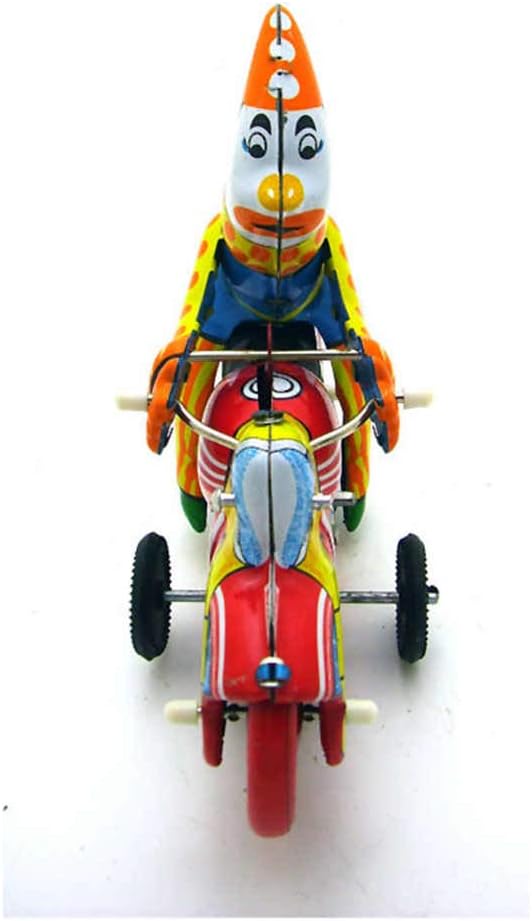 Charmgle Retro Wind-up Clown Riding Motorcycle Model Toy Spring Tinplate Figurine Toys Xmas Plaything Gifts Home Ornament