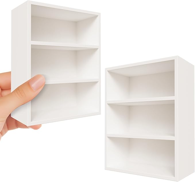 Dollhouse Bookshelf in 1:12 Scale, Realistic 3-Tier Open Shelf Dollhouse Library Furniture, Doll House Book Shelf Makes a Great Gift for Children and Collectors Alike