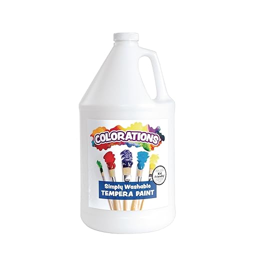 Colorations Paraben-Free Washable Tempera Paint for Kids - 1 Gallon Value Size. Vibrant White. Non-Toxic and Made in The USA